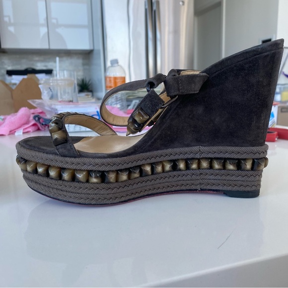 Grey Suede Christian Louboutin Wedge - Picture 5 of 8